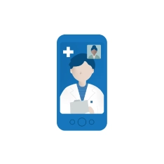 Illustration of a smartphone during a telemedicine appointment