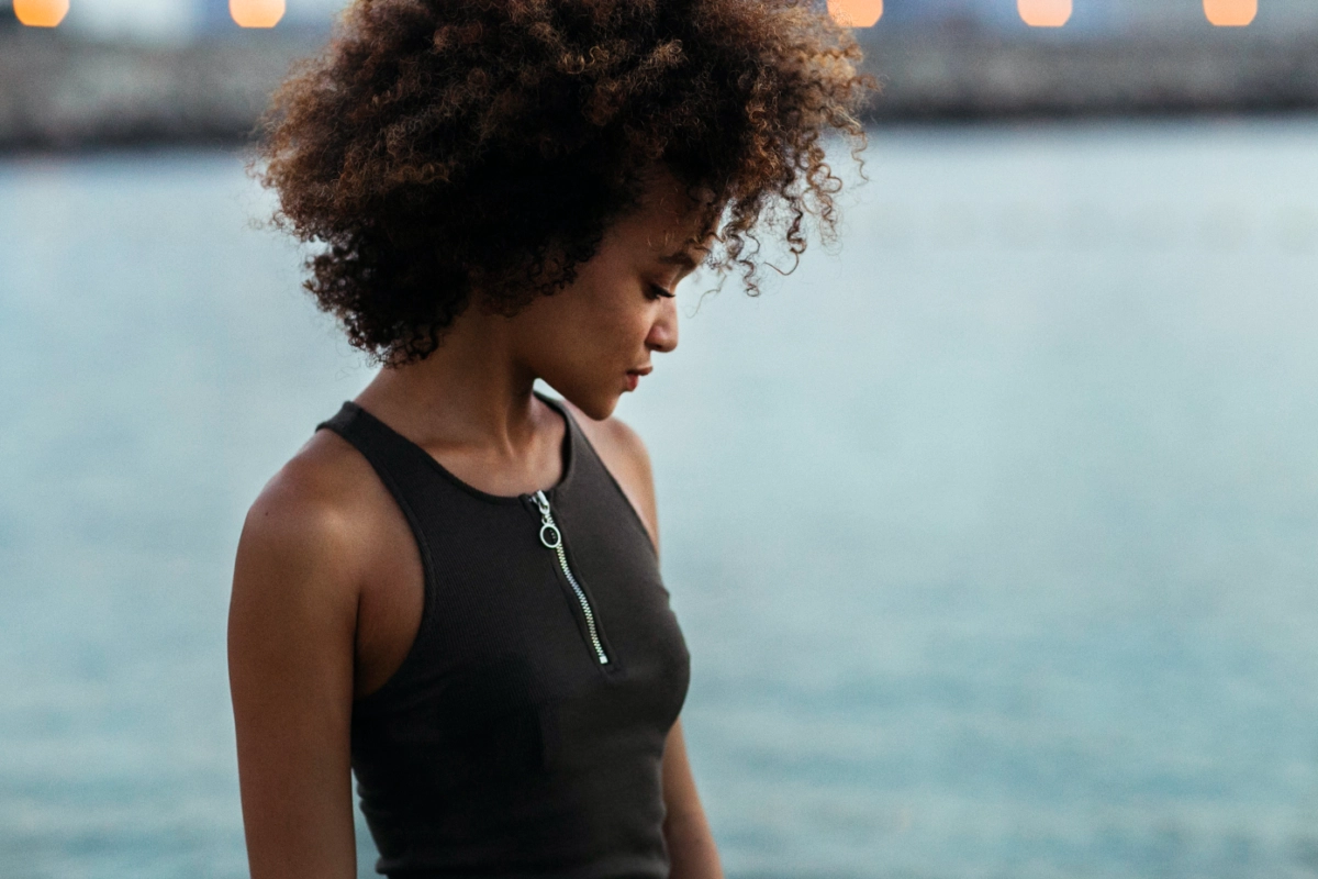 woman walking at beach