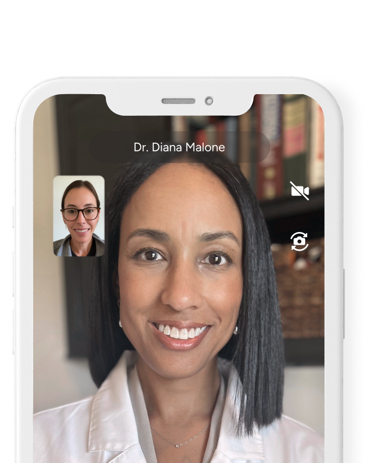 Close up of smartphone with female doctor