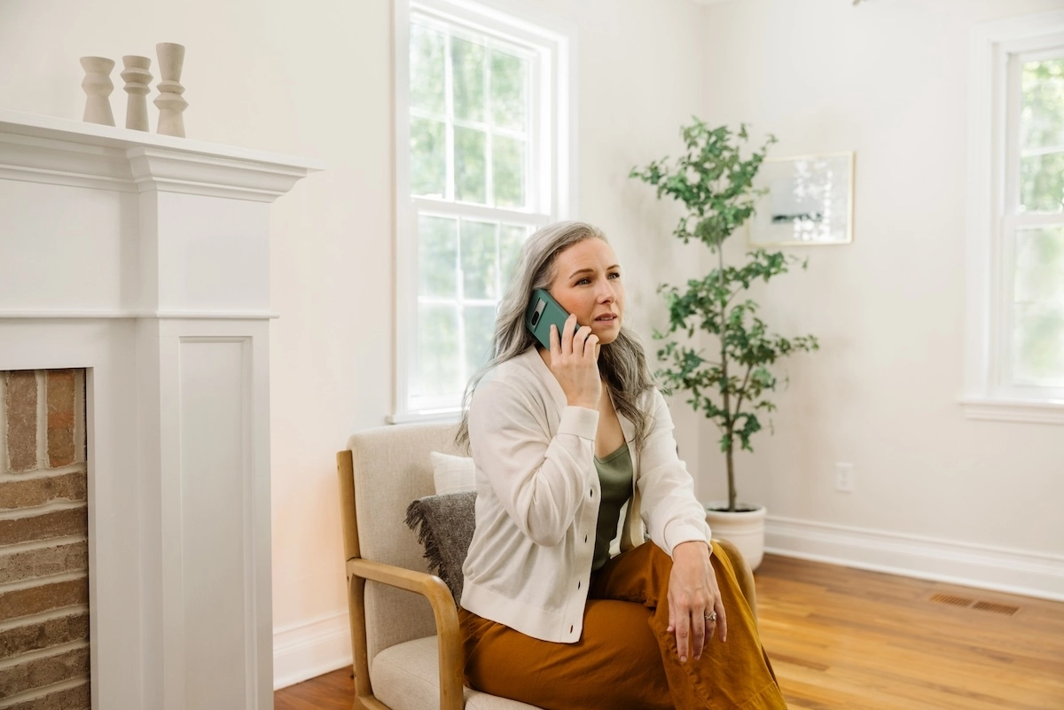 woman on phone talking to care coordinator