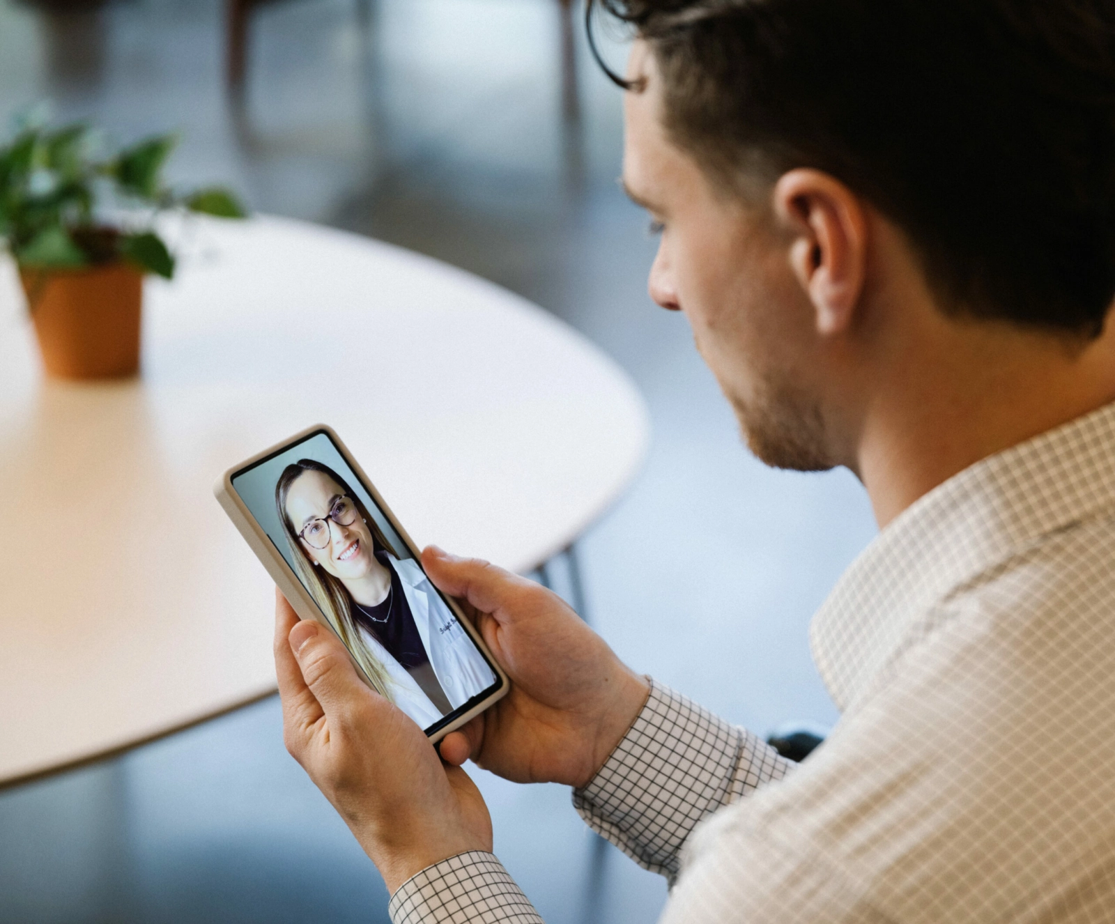 Man in telemedicine call