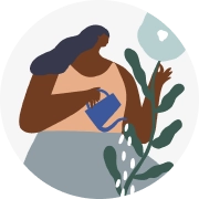 icon of woman watering flowers