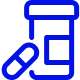 blue icon of illustration of pill bottle