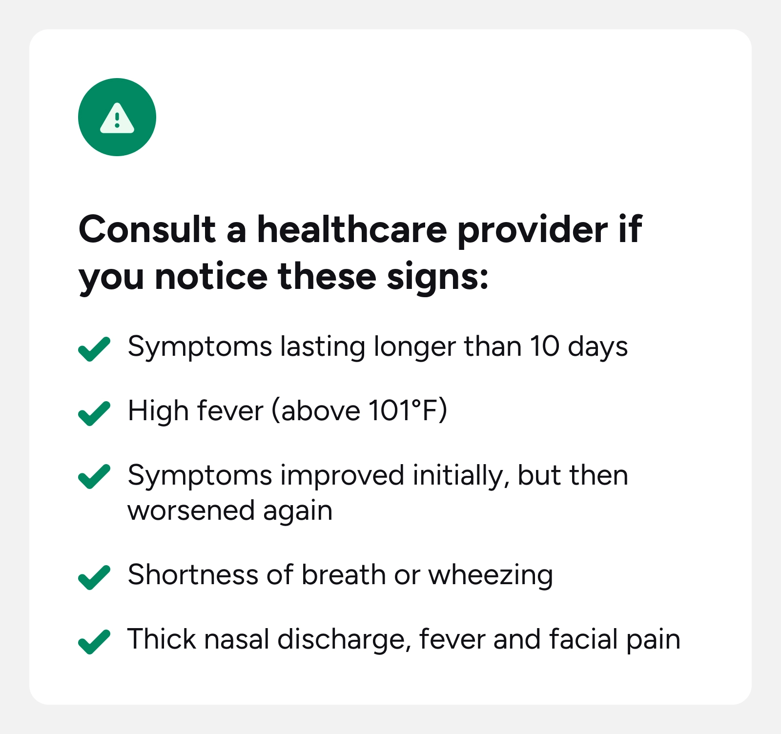 Consult a healthcare provider infographic