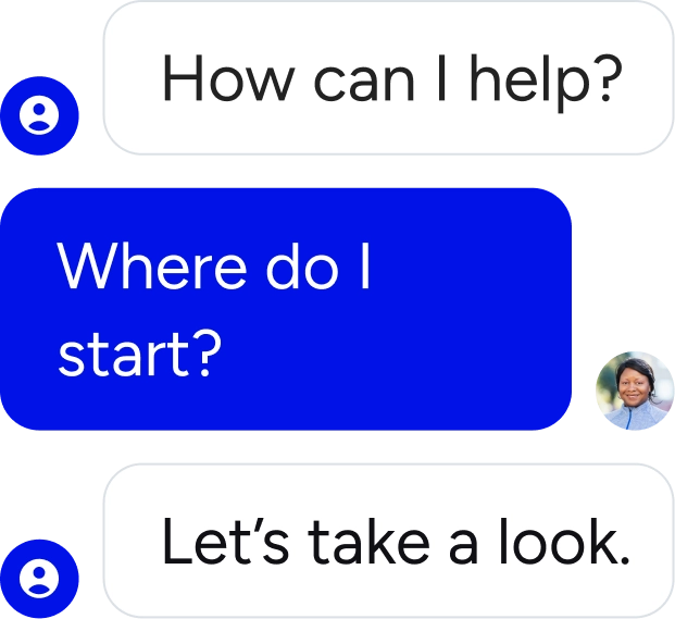 A woman speaking with the Included Health care team via chat functionality.