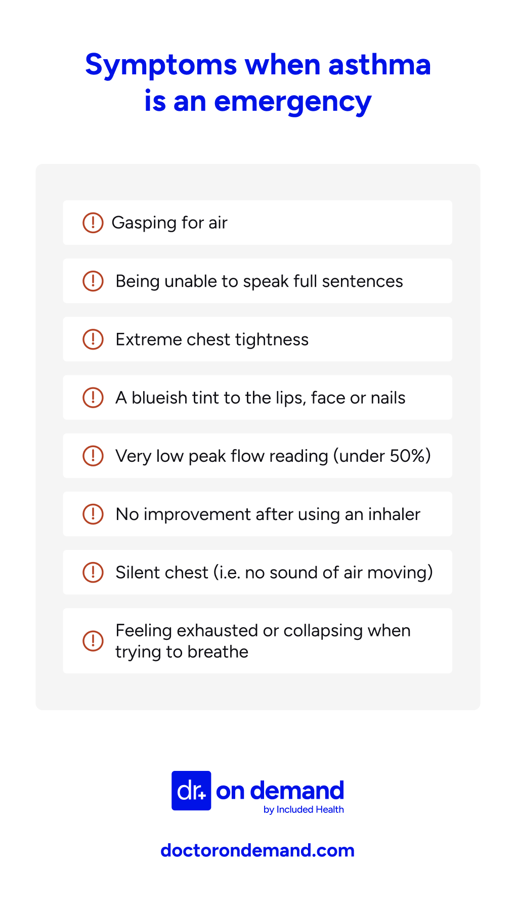 Symptoms when asthma is an emergency