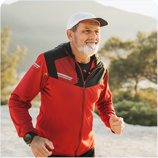 Older man jogging outside